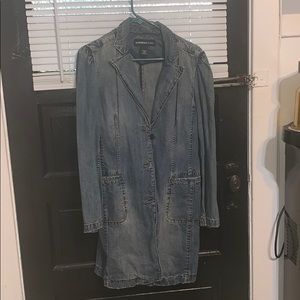 Style vintage long jean jacket